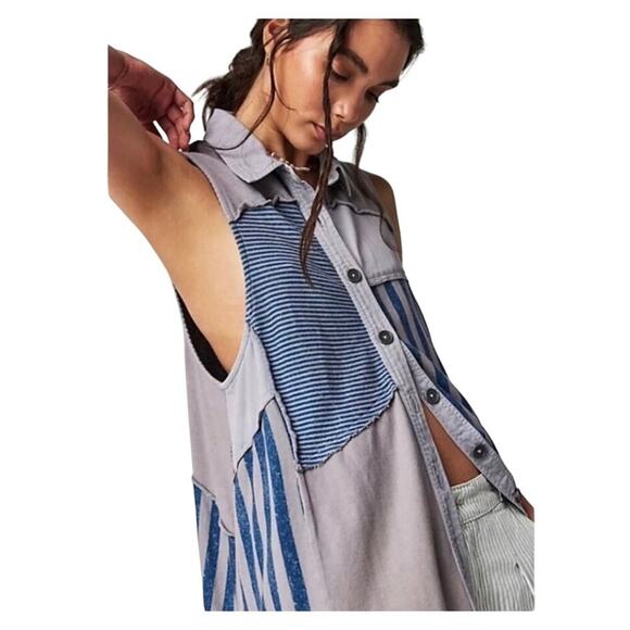 Free People / Santana Patched Mini Dress / Boho PatchworkTunic Top - Picture 3 of 3